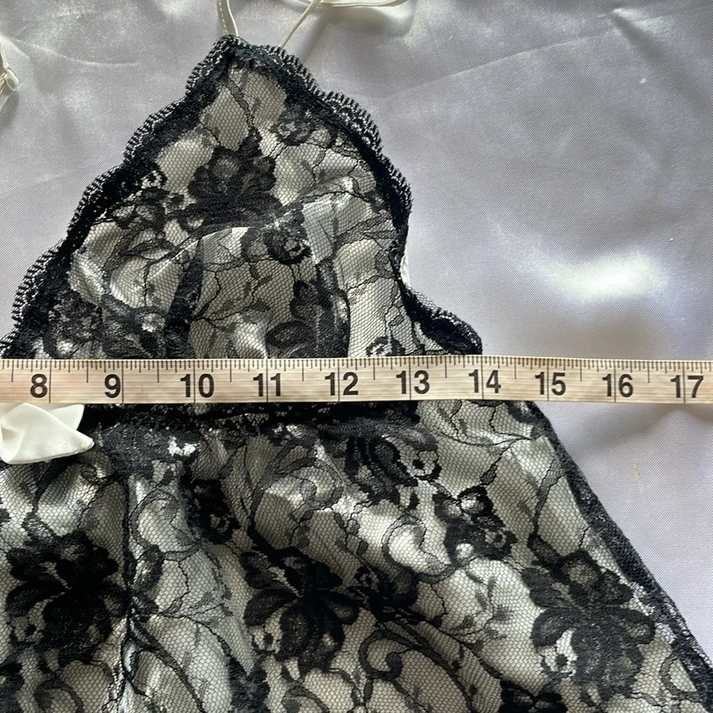 Victorias Secret Babydoll Black Lace & Satin Cami Nightie & Panty Lingerie Set - Picture 10 of 16